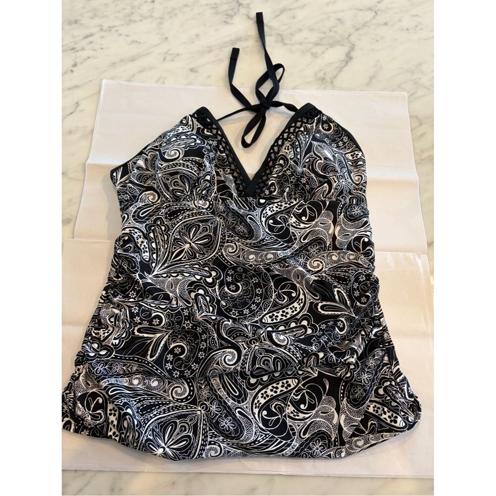 Apt. 9 Black & White Paisley Halter Swim Top